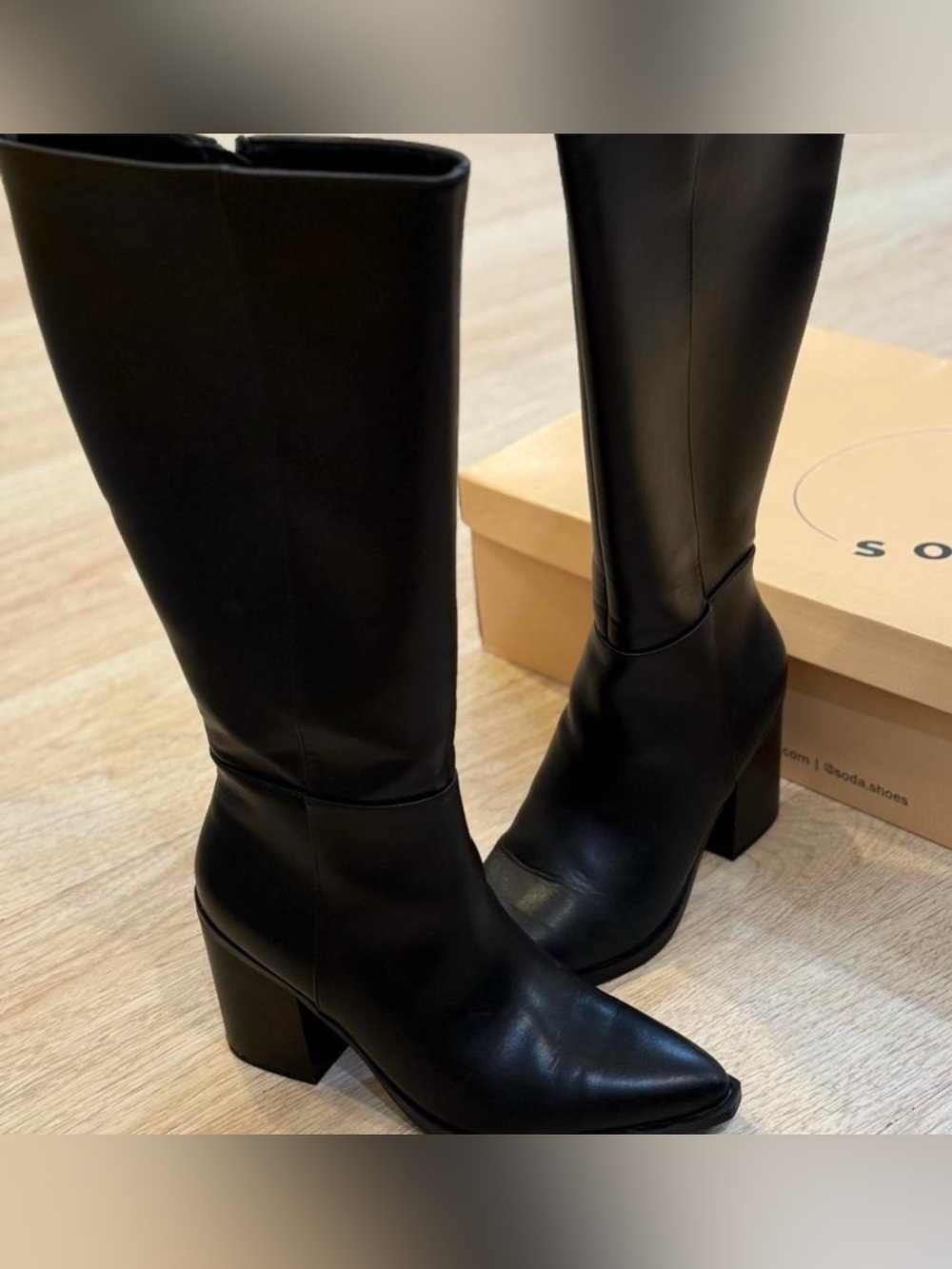 Black Tall Block-Heel Women's Boots
